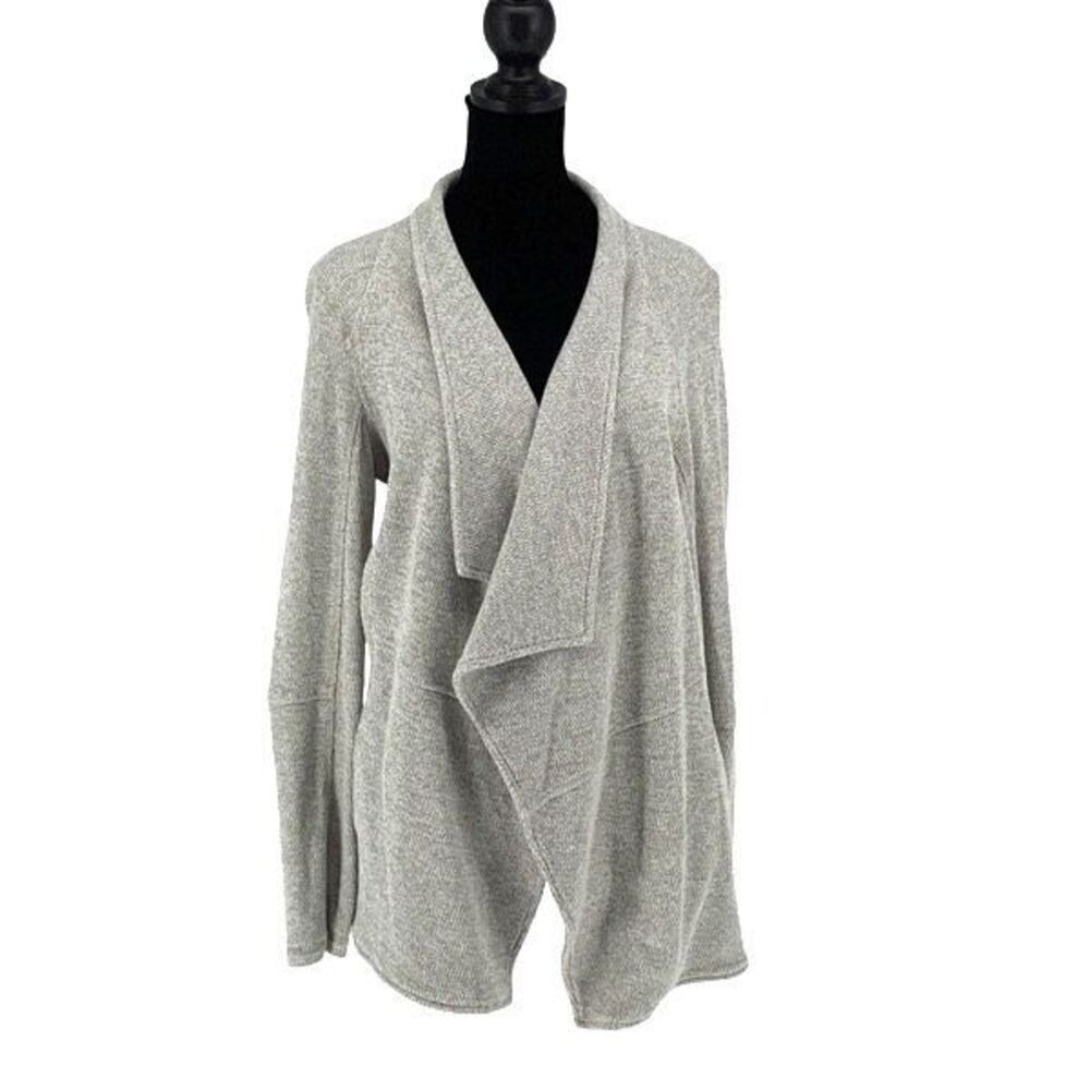 Three Dots Womens Open Front Long Sleeve Cotton Blend Cardigan‎ Gray Medium